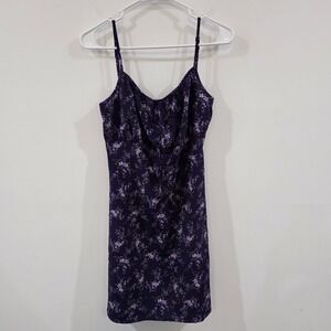 Vintage Y2K Basic Editions Womens Babydoll Slip Dress Size 7 Purple Floral Fairy